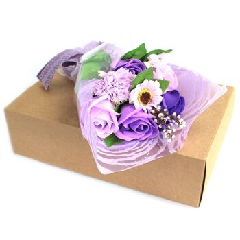 SFB-12 - Bouquet de fleurs de savon pour les mains en boîte - Violet - Vendu en 1x unité/s par extérieur 5