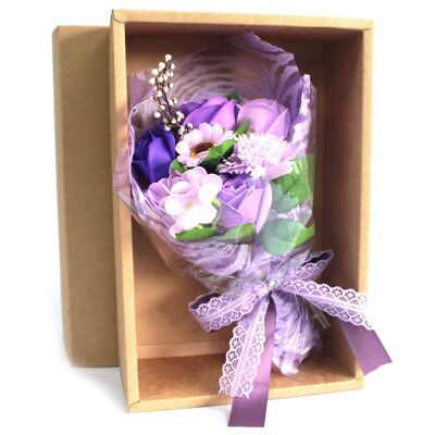SFB-12 - Bouquet di fiori di sapone per le mani in scatola - Viola - Venduto in 1x unità per esterno