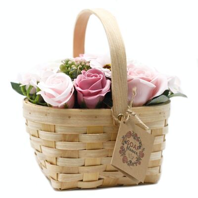 SFB-23 - Large Pink Bouquet in Wicker Basket - Sold in 1x unit/s per outer