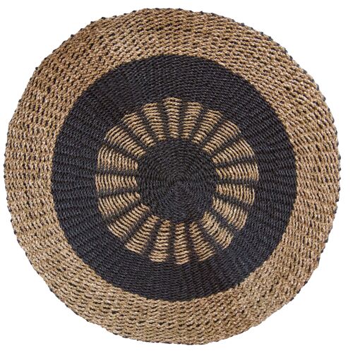 SGR-04 - Round Seagrass Black & Tan - Inner Sun - 1m - Sold in 1x unit/s per outer