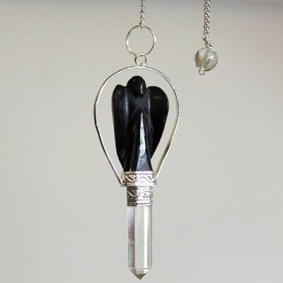 SpecMP-49 - Angel Pendulum with Ring- Black Agate - Sold in 3x unit/s per outer