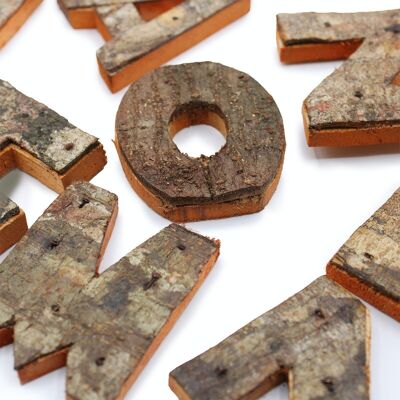 SRBL-02 - Rustic Bark Letter Set - HOME (4x3) - 7cm - Sold in 12x unit/s per outer