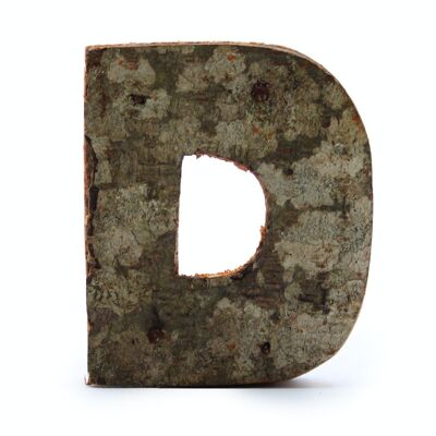 SRBL-06 - Rustic Bark Letter - "D" - 7cm - Sold in 12x unit/s per outer