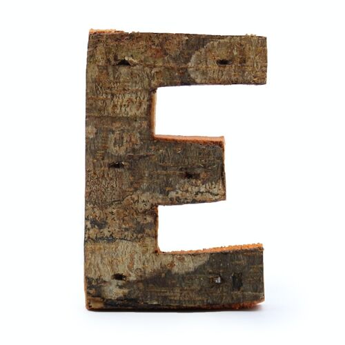 SRBL-07 - Rustic Bark Letter - "E" - 7cm - Sold in 12x unit/s per outer