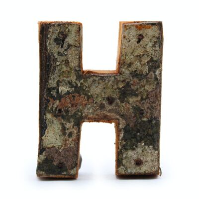 SRBL-10 - Rustic Bark Letter - "H" - 7cm - Sold in 12x unit/s per outer