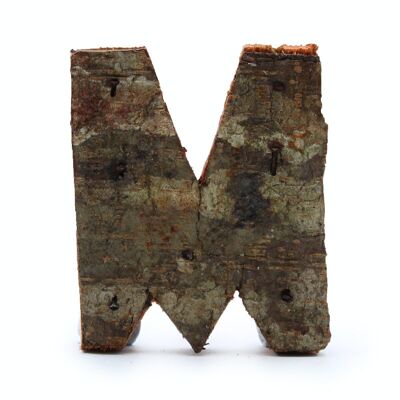 SRBL-15 - Rustic Bark Letter - "M" - 7cm - Sold in 12x unit/s per outer