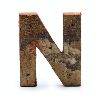 SRBL-16 - Rustic Bark Letter - "N" - 7cm - Sold in 12x unit/s per outer