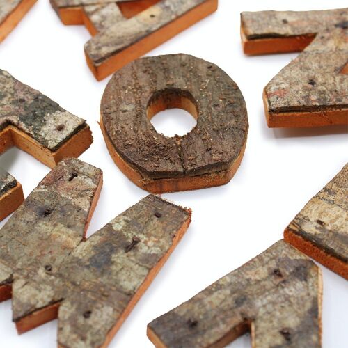 SRBL-18 - Rustic Bark Letter - "P" - 7cm - Sold in 12x unit/s per outer