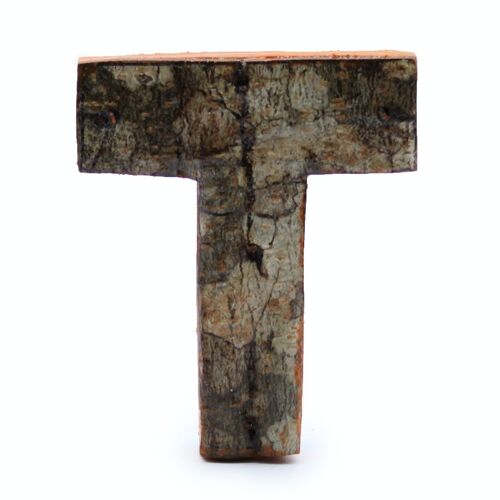 SRBL-22 - Rustic Bark Letter - "T" - 7cm - Sold in 12x unit/s per outer