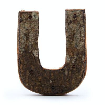 SRBL-23 - Rustic Bark Letter - "U" - 7cm - Sold in 12x unit/s per outer