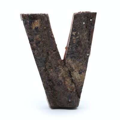 SRBL-24 - Rustic Bark Letter - "V" - 7cm - Sold in 12x unit/s per outer