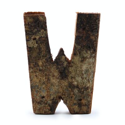 SRBL-25 - Rustic Bark Letter - "W" - 7cm - Sold in 12x unit/s per outer