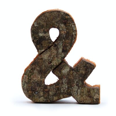 SRBL-29 - Rustic Bark Letter - "&" - 7cm - Sold in 12x unit/s per outer