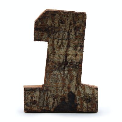 SRBL-33 - Rustic Bark Number - "1" - 7cm - Sold in 12x unit/s per outer