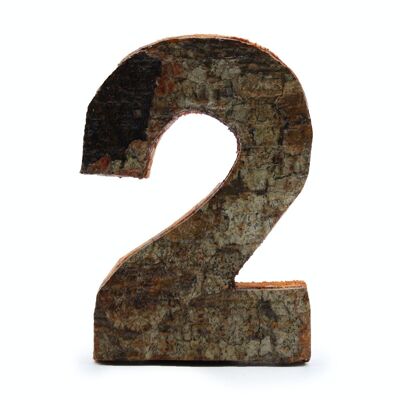 SRBL-34 - Rustic Bark Number - "2" - 7cm - Sold in 12x unit/s per outer