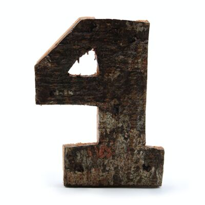 SRBL-36 - Rustic Bark Number - "4" - 7cm - Sold in 12x unit/s per outer