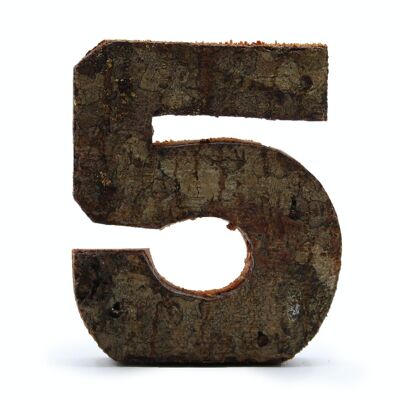 SRBL-37 - Rustic Bark Number - "5" - 7cm - Sold in 12x unit/s per outer
