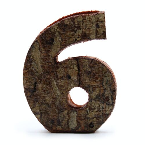 SRBL-38 - Rustic Bark Number - "6" - 7cm - Sold in 12x unit/s per outer