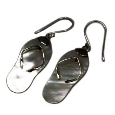 SSE-02 - Shell & Silver Earrings - Flip-flops- MOP - Sold in 1x unit/s per outer