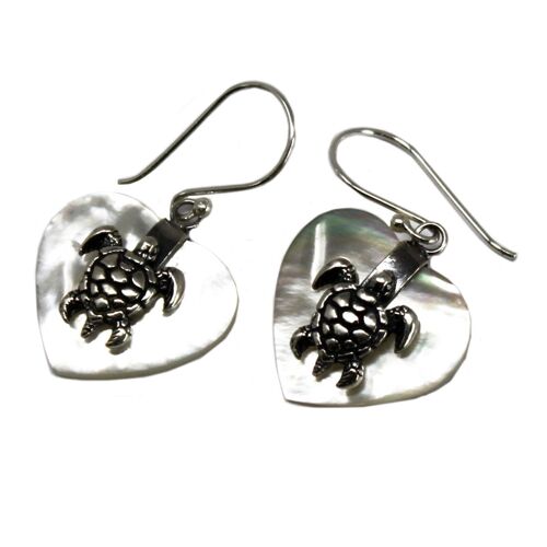 SSE-05 - Shell & Silver Earrings - Sea Turtle - MOP - Sold in 1x unit/s per outer
