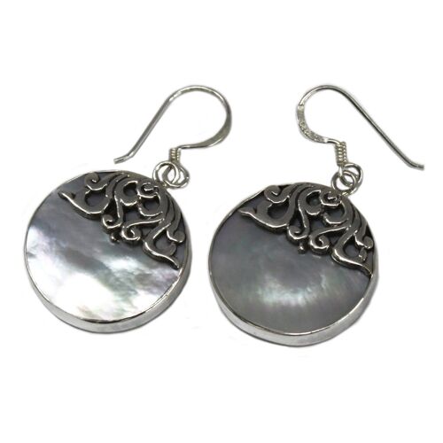 SSE-06 - Shell & Silver Earrings - Classic Disc - MOP - Sold in 1x unit/s per outer
