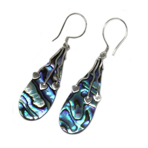 SSE-07 - Shell & Silver Earrings - Three Hearts - Abalone - Sold in 1x unit/s per outer