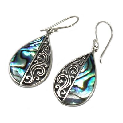 SSE-09 - Shell & Silver Earrings - Teardrop- Abalone - Sold in 1x unit/s per outer