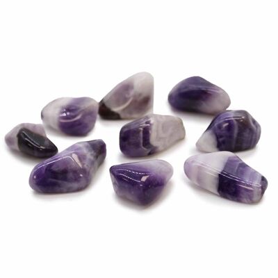 TbmM-01A - M Tumble Stones - Amethyst Banded (Grade B) - Venduto in unità 24x per esterno