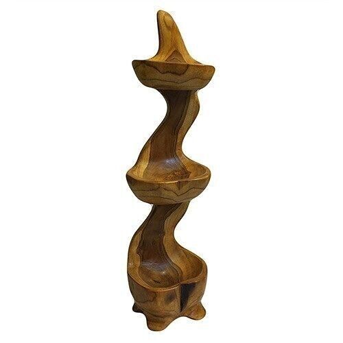 TeakB-21 - Teak Three Bowl Standing aprox 50cm - Sold in 1x unit/s per outer