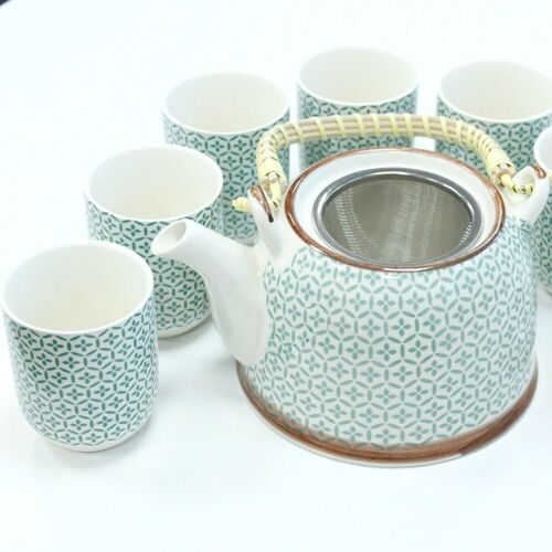 TeaP-04 - Herbal Teapot Set - Green Mosaic - Sold in 1x unit/s per outer