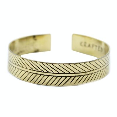 TMB-05 - Brass Tibetan Bracelet - Wide Tribal Leaf - Sold in 1x unit/s per outer