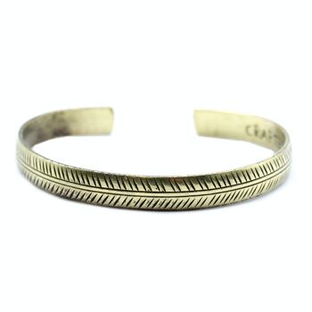 TMB-06 - Bracelet tibétain en laiton - Feuille tribale mince - Vendu en 1x unité/s par extérieur 5