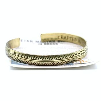 TMB-06 - Bracelet tibétain en laiton - Feuille tribale mince - Vendu en 1x unité/s par extérieur 6