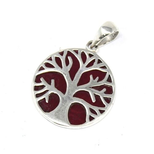TOLSP-04 - Tree of Life Silver Pendant 22mm - Coral Effect - Sold in 1x unit/s per outer