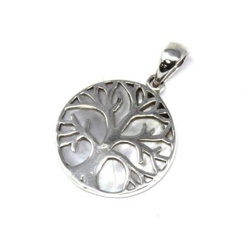 TOLSP-06 - Pendentif Arbre de Vie Argent 22mm - Nacre - Vendu en 1x unité/s par extérieur 4