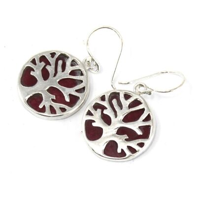 TOLSP-07 - Tree of Life Silver Earrings 15mm - Coral Effect - Sold in 1x unit/s per outer