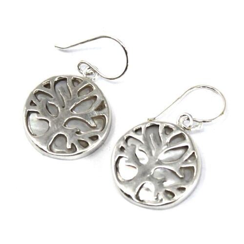 TOLSP-09 - Tree of Life Silver Earrings 15mm - Mother of Pearl - Sold in 1x unit/s per outer