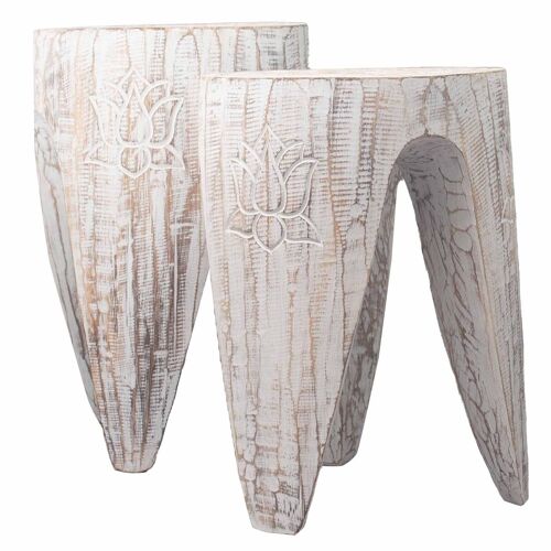 TTS-01 - Interlocking Table/Stool set of 2 - Lrg Whitewash - Sold in 1x unit/s per outer