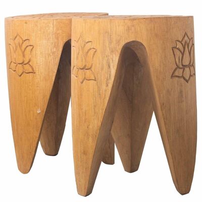 TTS-03 - Ensemble de 2 tables/tabourets emboîtables - Naturel - Vendu en 1x unité/s par extérieur