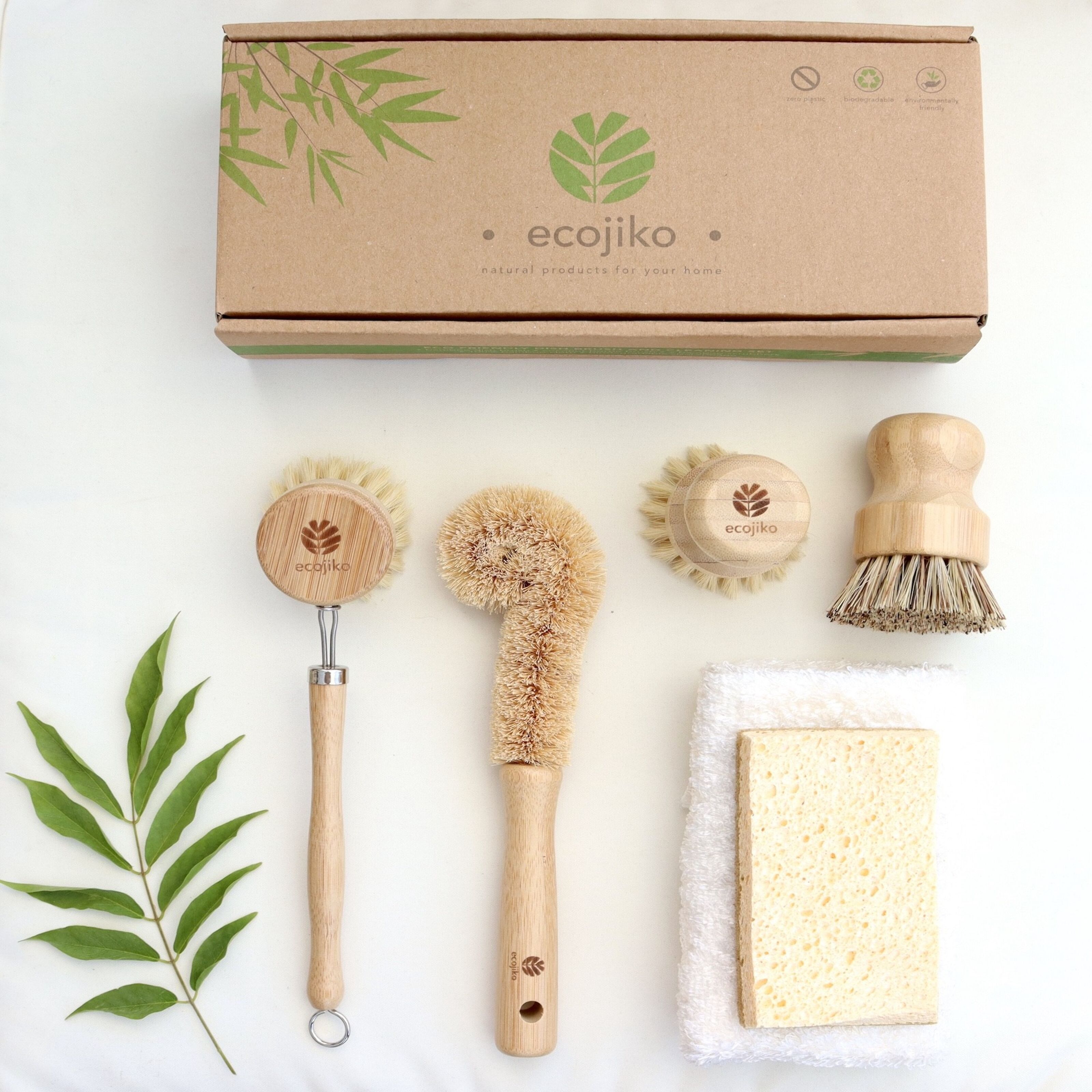 Coco Enviro Natural Bamboo Dish Cleaning Brush Set of 8 - Eco Friendly  Bottle Brush Dish Scrub - Sustainable Cleaning Tools - Dish Brushes