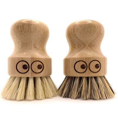 Brosses à récurer Cheeky Eco en bambou et sisal (avec yeux)