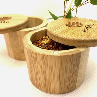 Bamboo Eco Friendly Salt & Spice Pot