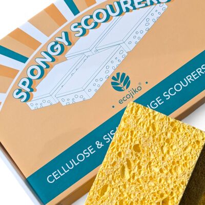 Pagliette ecologiche in spugna di cellulosa e sisal (confezione da 4)