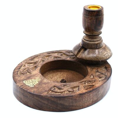 WBF-04 - Sm Mango Wood Backflow Burner - Brass Buddha - Sold in 1x unit/s per outer