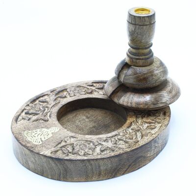 WBF-08 - Med Mango Wood Backflow Burner - Brass Buddha - Sold in 1x unit/s per outer