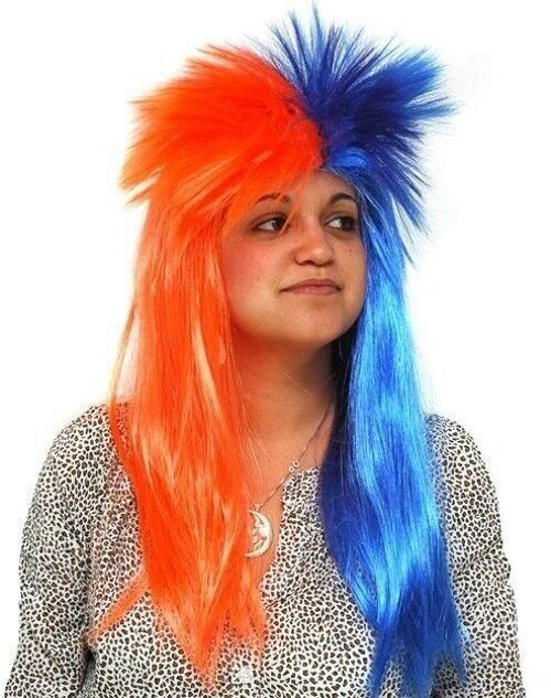 Wig-08 - Blue & Orange Spiky - Sold in 1x unit/s per outer