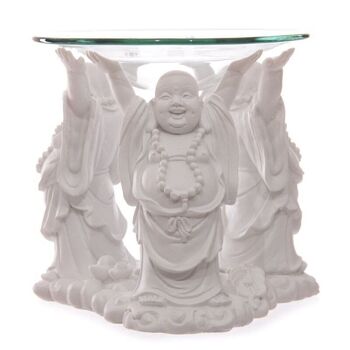 WSL-2071 - Brûleur à mazout Bouddha rieur blanc avec plat en verre - Vendu en 1x unité/s par extérieur 4