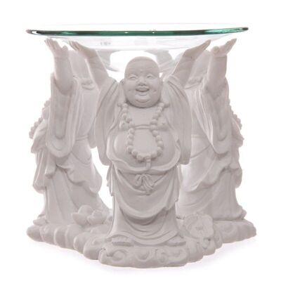 WSL-2071 - White Laughing Buddha Oil Burner with Glass Dish - Sold in 1x unit/s per outer