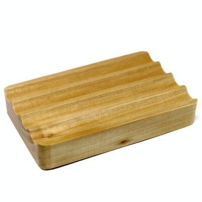 WSoapD-11 - Hemu Wood Soap Dish - Corrugated - Sold in 6x unit/s per outer