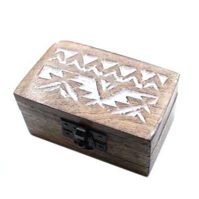 WWIB-01 - White Washed Wooden Box - 3x1.5 Pill Box Slavic Design - Sold in 10x unit/s per outer